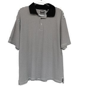 Ping‎ Mens Golf Polo Shirt Extra Large XL Striped Dry Fiber Dynamics Black White
